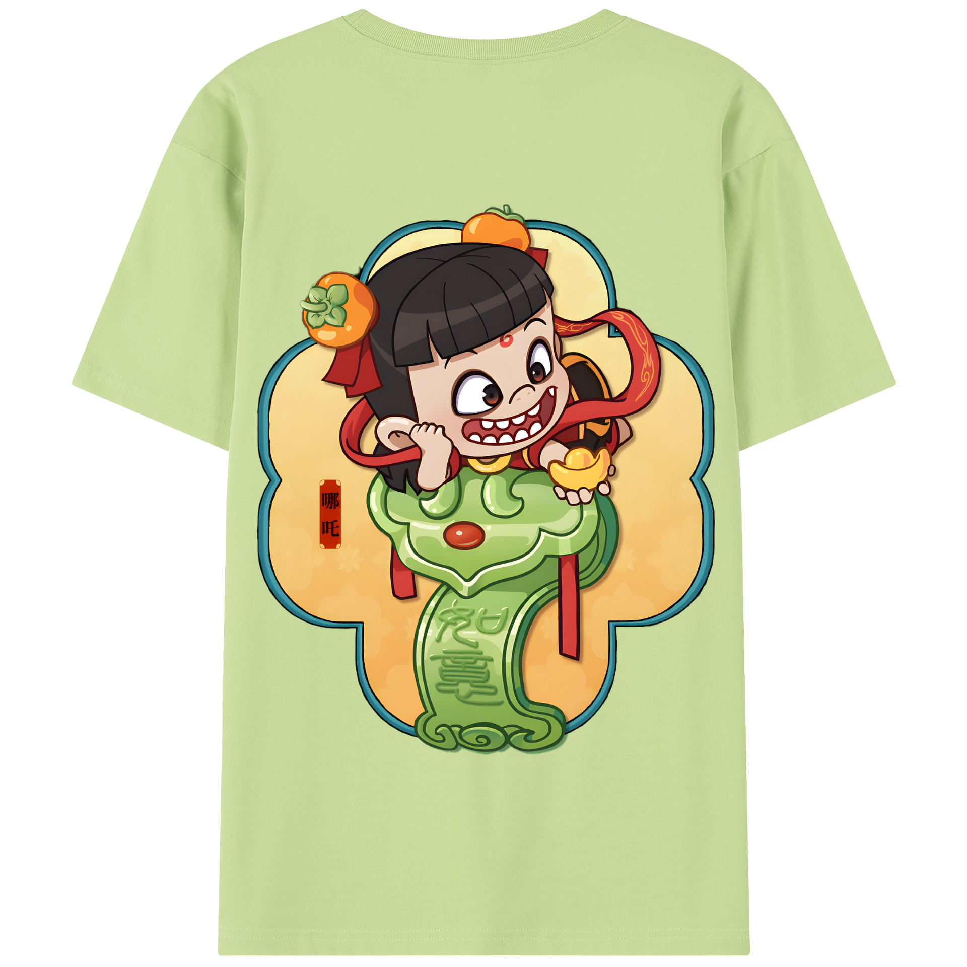 （画像用） Ne Zha 2 ナタ 魔童の大暴れ 綿100％半袖Tシャツ（背面プリント）